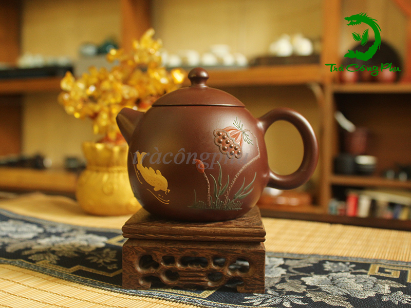 Ấm Tử Sa Cao Cấp Long Đán Liên Ngư  - ATS1075C